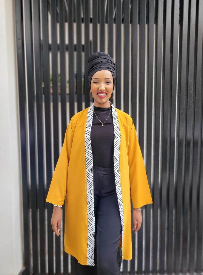 Mustard yellow long sleeves kimono