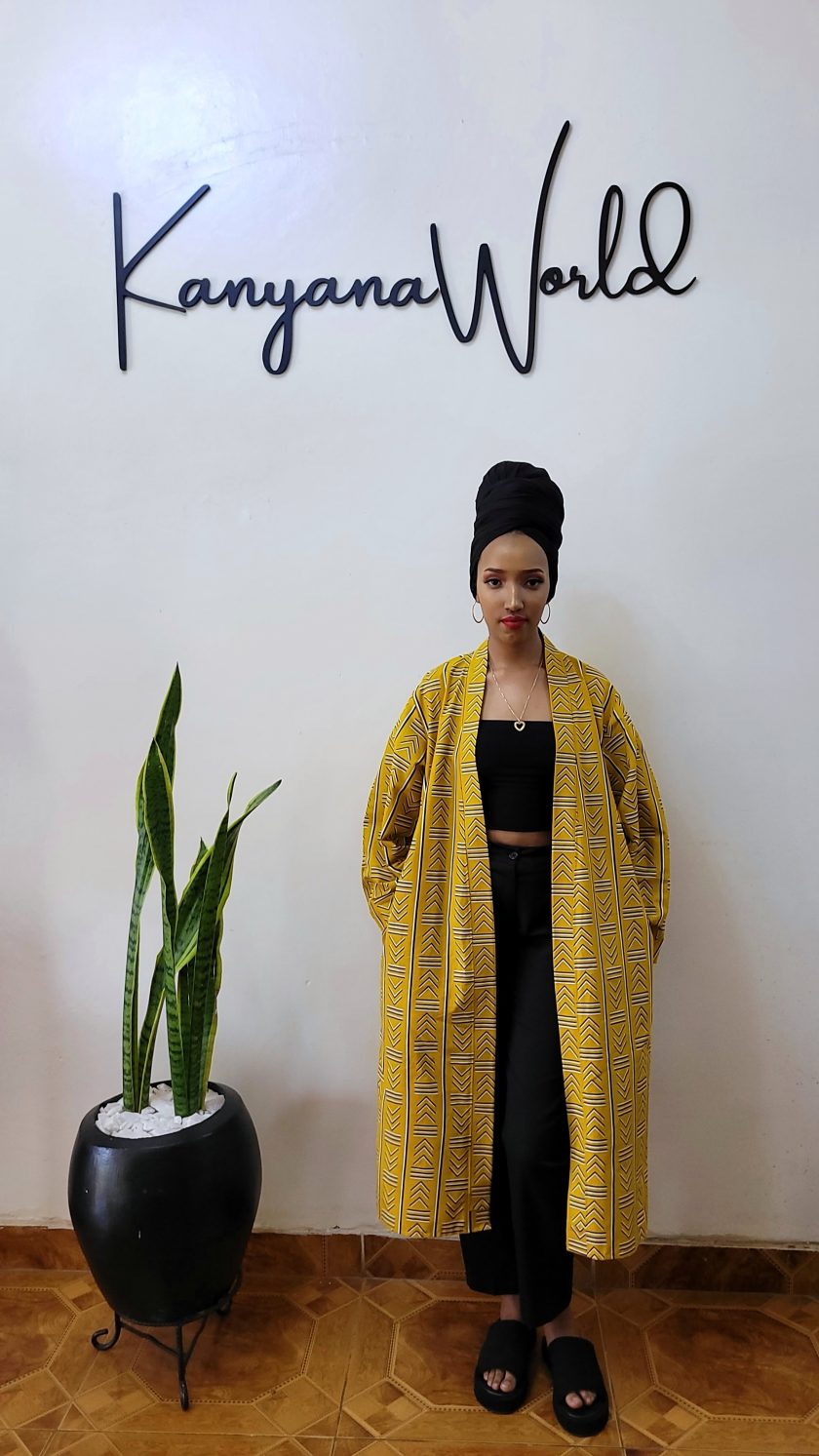Midi yellow printed kimono - Image 2