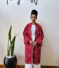Midi red printed kimono