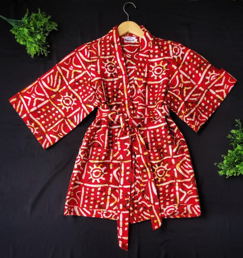 Red printed kimono - Image 3