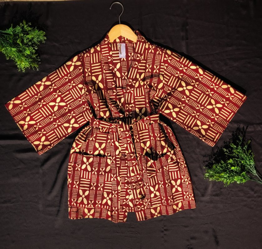 Maroon printed kimono - Image 2