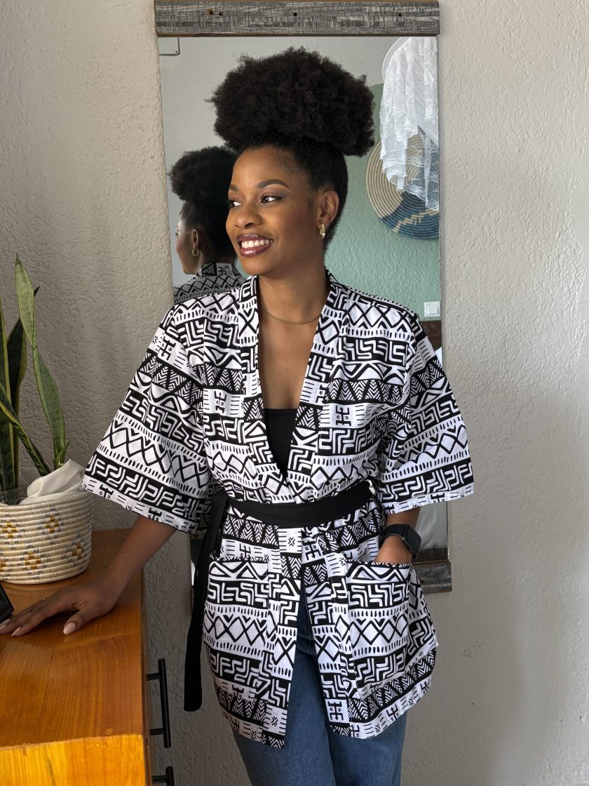 BW Bogolan printed kimono - Image 2