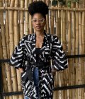 BW printed kimono