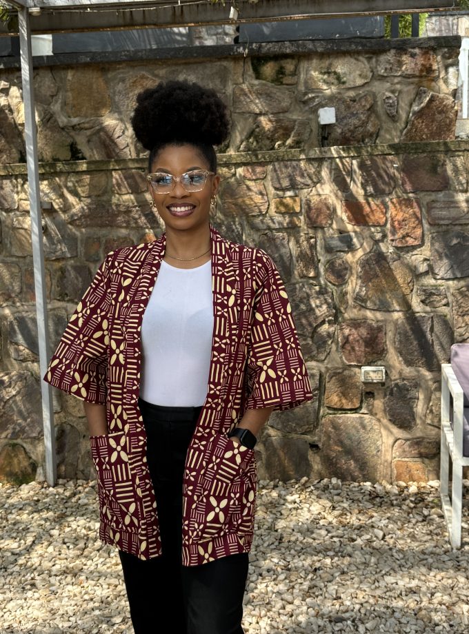 Maroon printed kimono