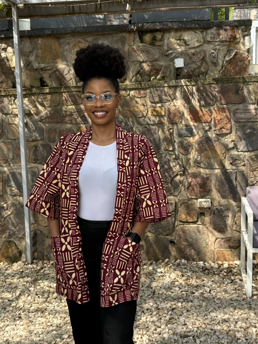 Maroon printed kimono