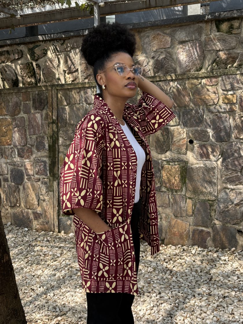 Maroon printed kimono - Image 4