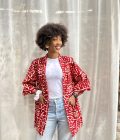 Red printed kimono