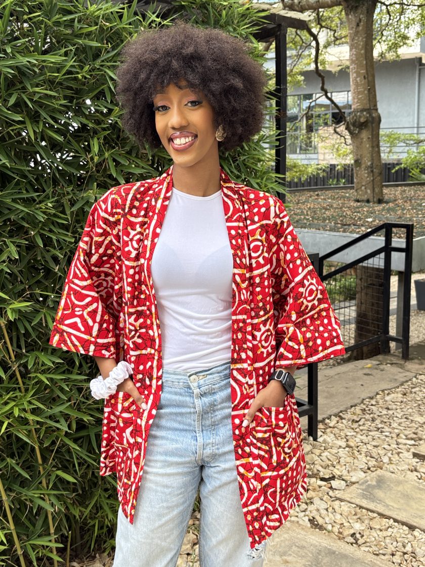 Red printed kimono - Image 2
