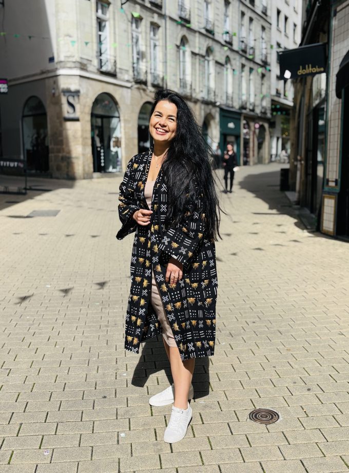Midi BWY printed kimono