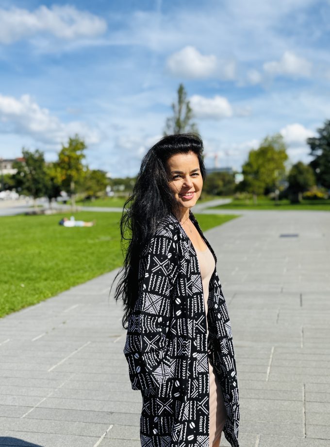 Midi black printed kimono